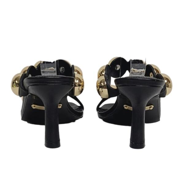 Rebecca Minkoff Annita Gold Studded Black Leather Slip-On Heels sz 8 - Picture 5 of 7